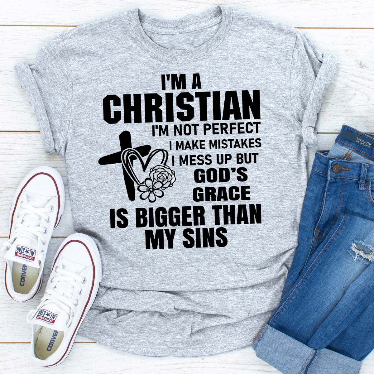 I'm A Christian T-Shirt made from soft ring-spun cotton, featuring durable double stitching and a vibrant faith-based design.
