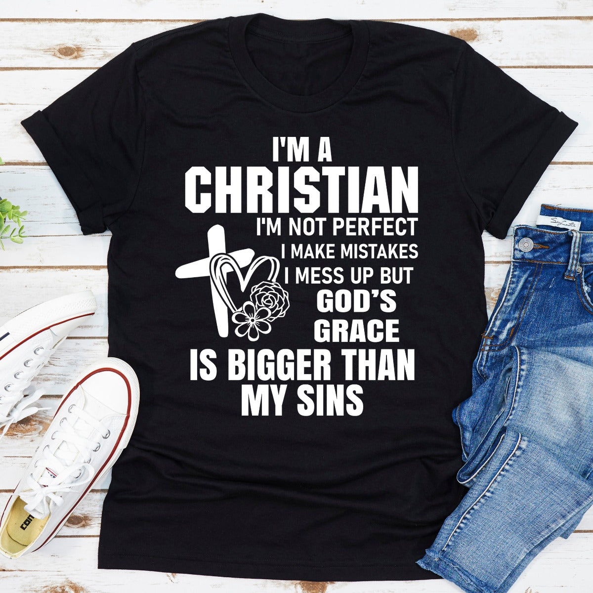 I'm A Christian T-Shirt made from soft ring-spun cotton, featuring durable double stitching and a vibrant faith-based design.