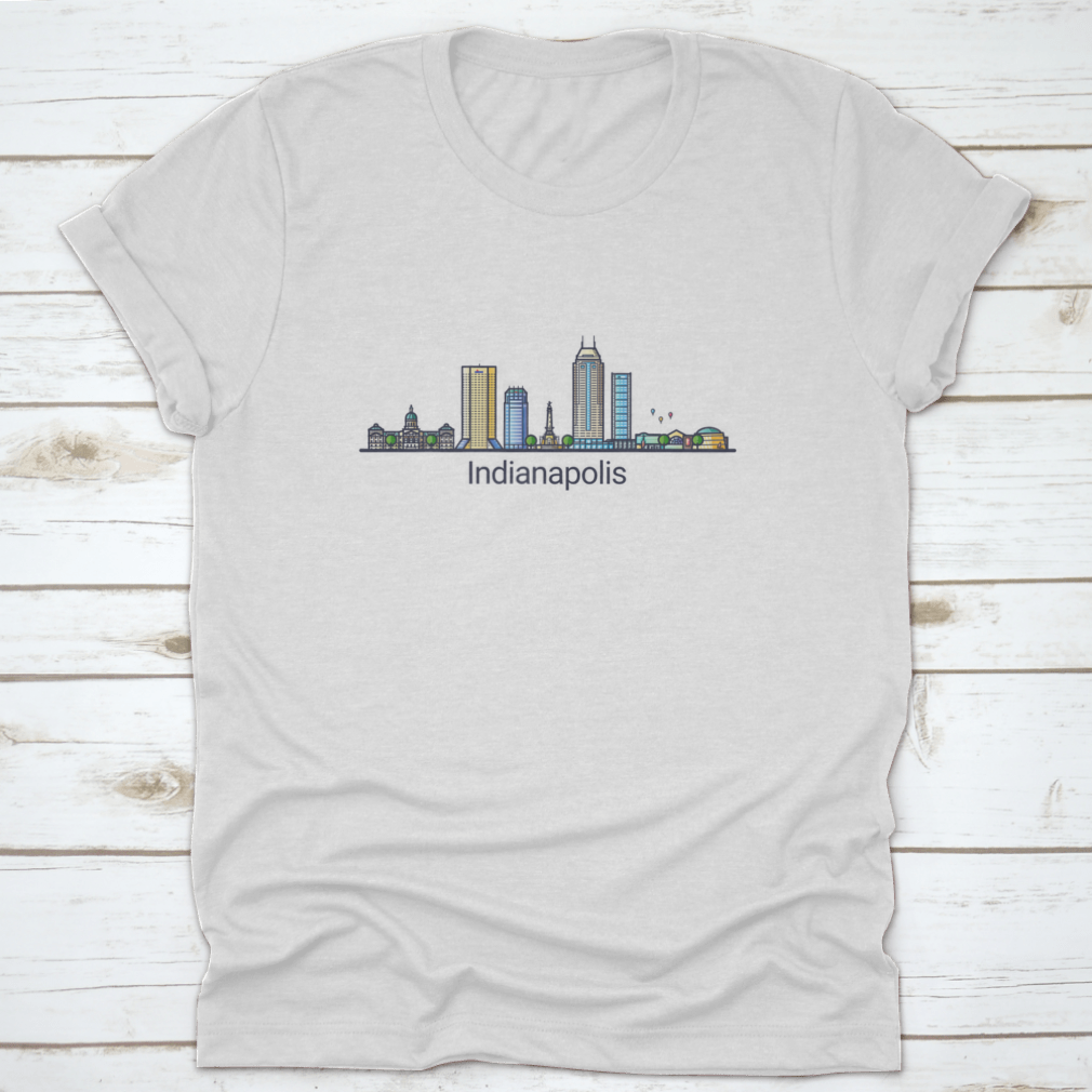 Customizable Indianapolis City Line Art showcasing iconic buildings in a stylish design.
