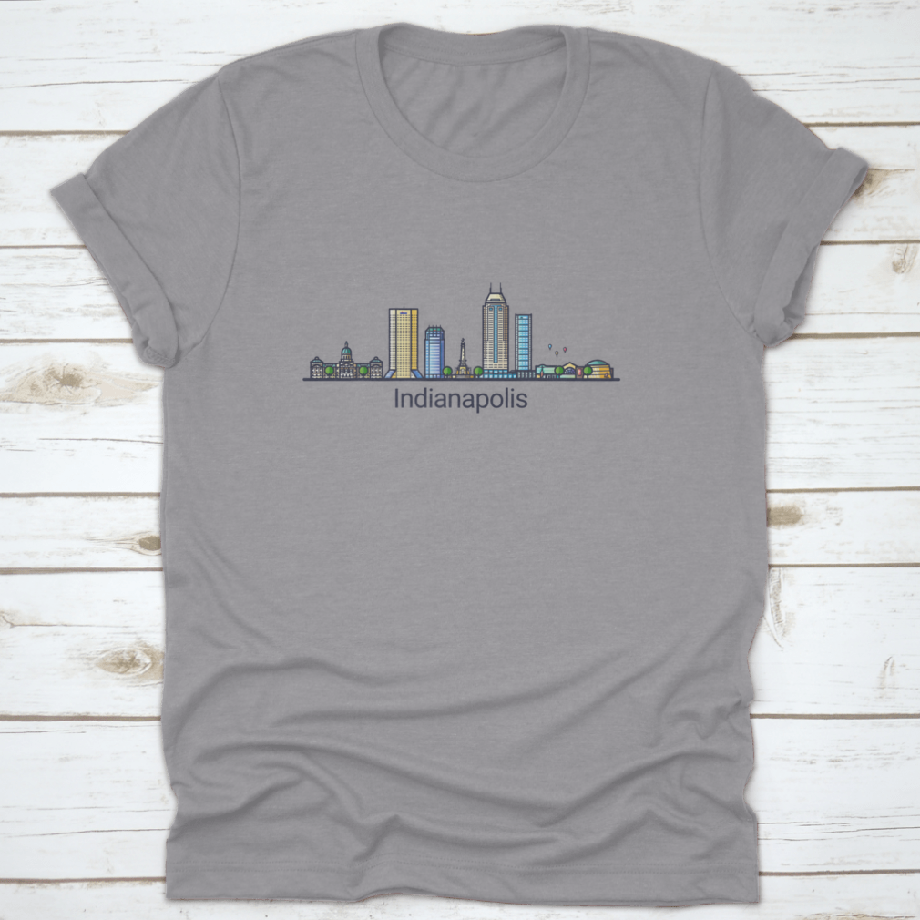 Customizable Indianapolis City Line Art showcasing iconic buildings in a stylish design.