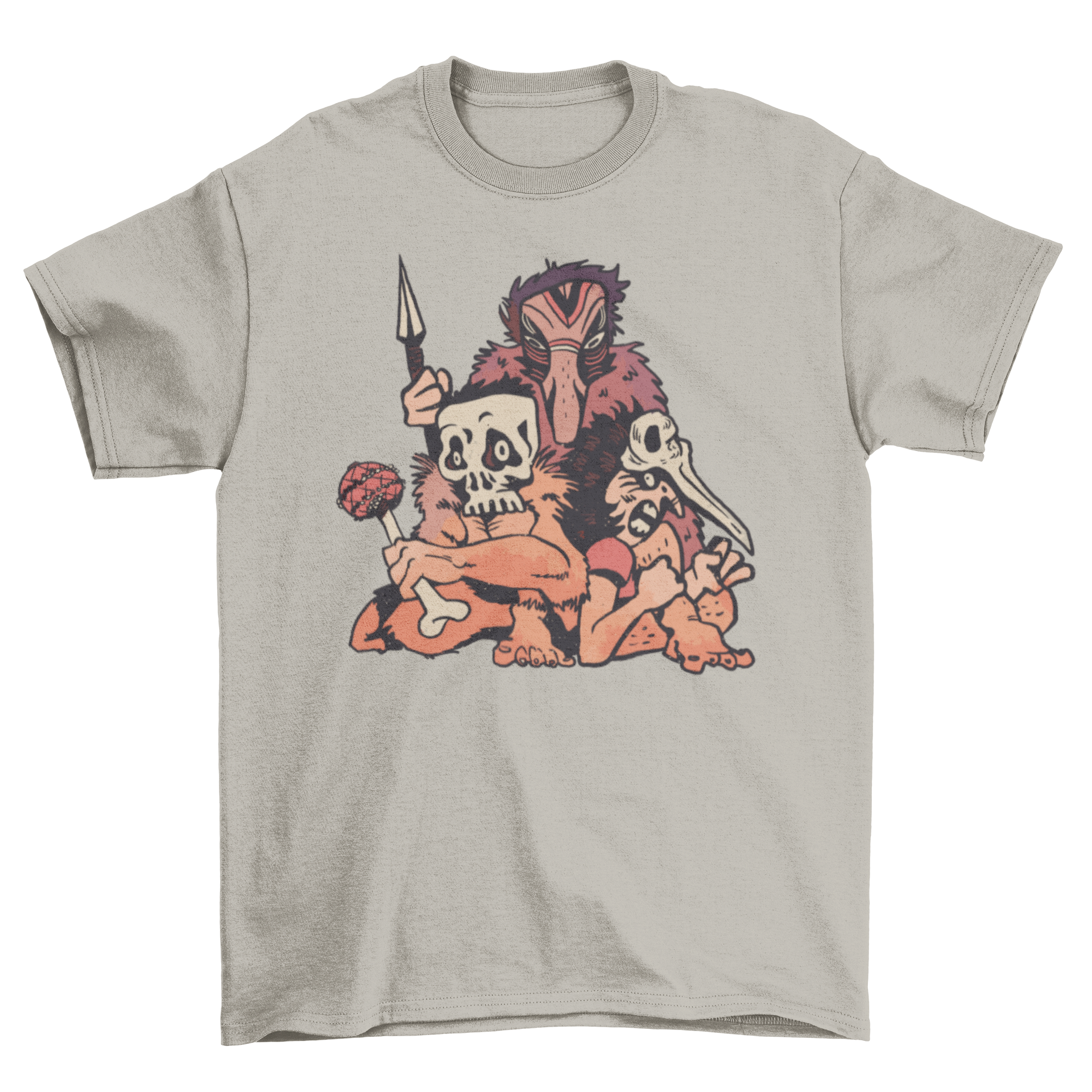 Indigenous people tribe t-shirt featuring vibrant tribal and skull mask designs, showcasing cultural heritage and artistic expression.