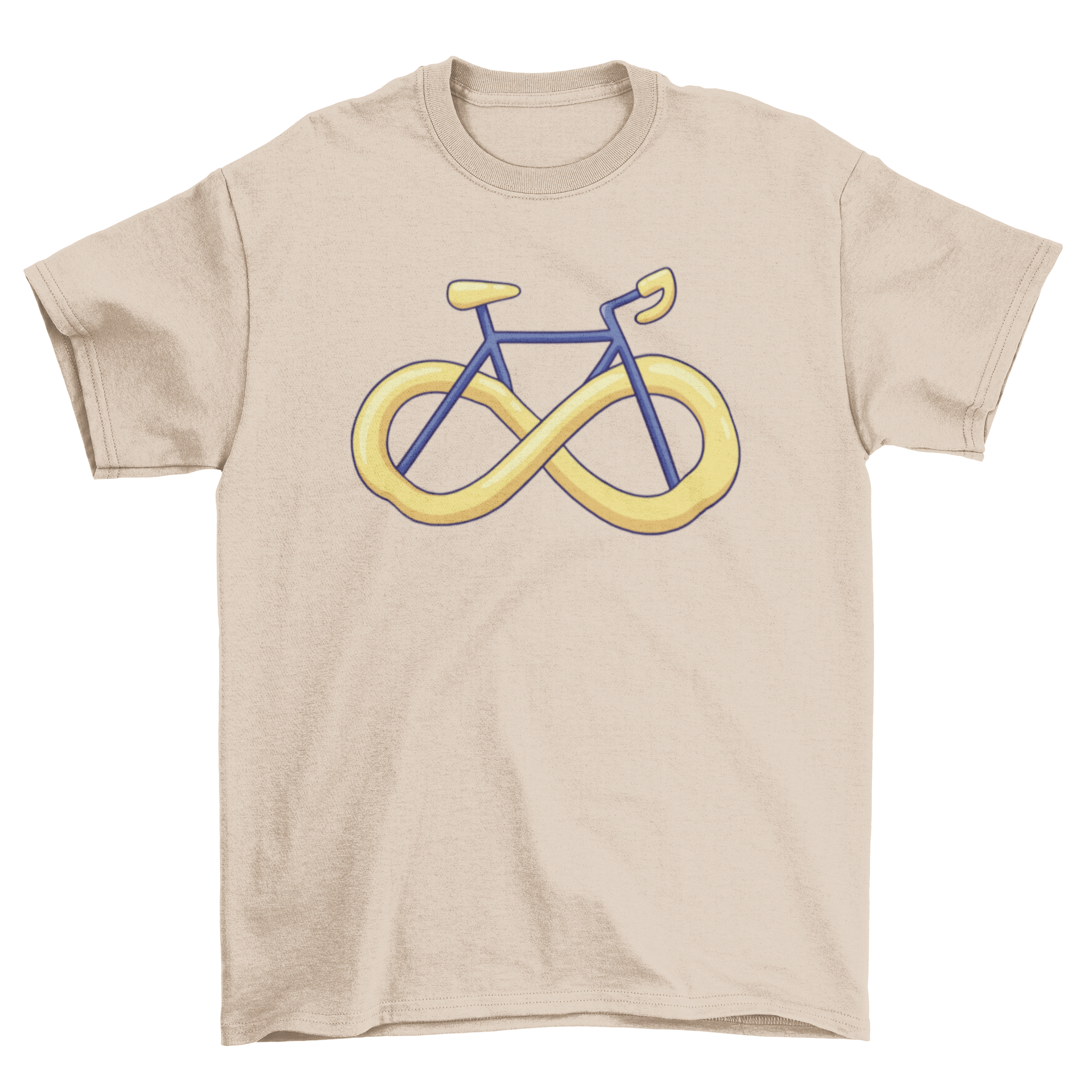 Infinity symbol bike t-shirt featuring a bike design with infinity wheels, perfect for cycling enthusiasts.