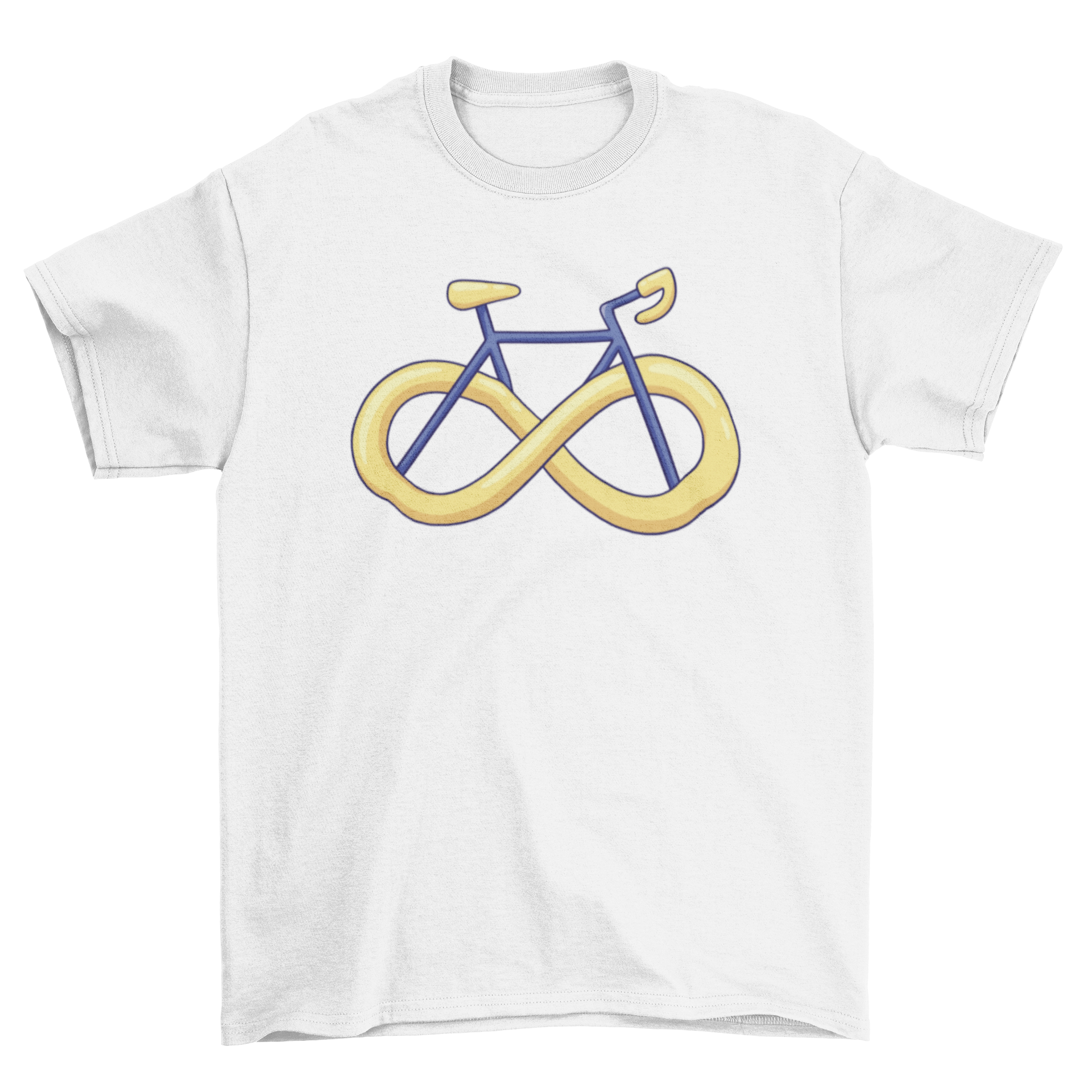 Infinity symbol bike t-shirt featuring a bike design with infinity wheels, perfect for cycling enthusiasts.