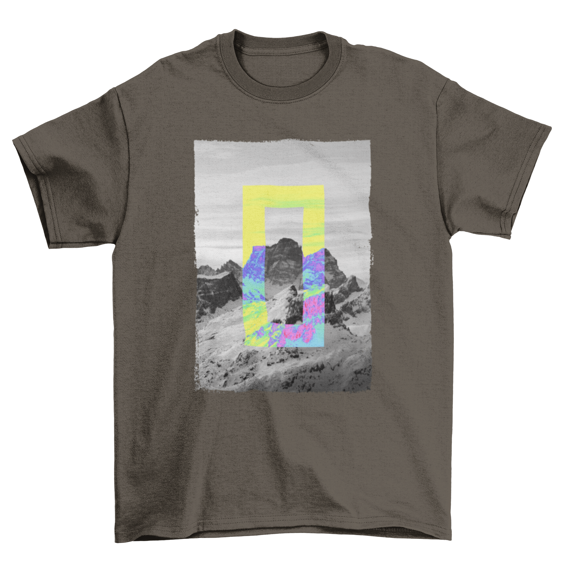 Inverted Cool Fashion T-shirt featuring a black and white mountain design, showcasing a unique and stylish aesthetic.
