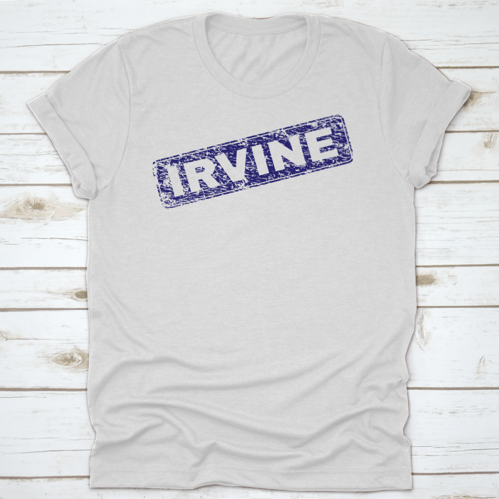 Irvine Stamp Seal Watermark featuring a grunge texture, showcasing a seal shape design on a cotton fabric.