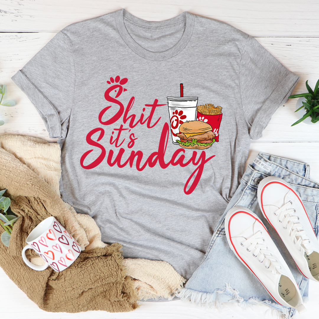 It's Sunday Chicken T-Shirt made of soft ring-spun cotton, featuring double stitching for durability and a fun design.