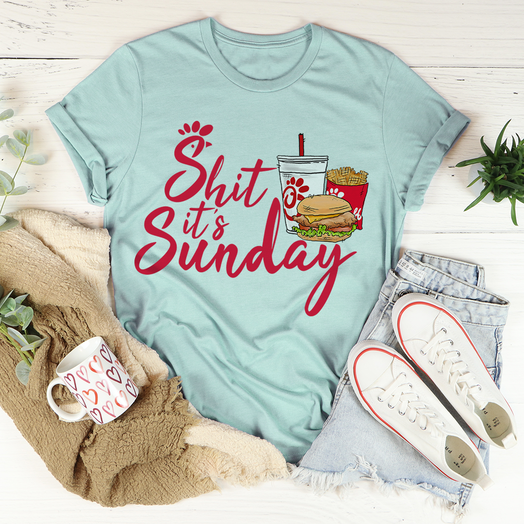 It's Sunday Chicken T-Shirt made of soft ring-spun cotton, featuring double stitching for durability and a fun design.