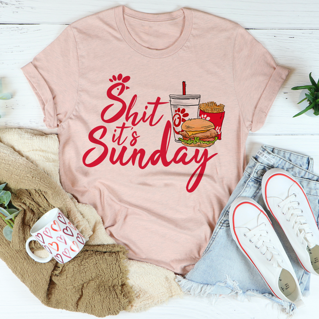 It's Sunday Chicken T-Shirt made of soft ring-spun cotton, featuring double stitching for durability and a fun design.