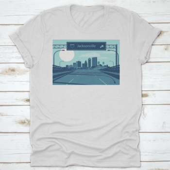 Vector illustration of Jacksonville Florida's urban skyline showcasing iconic buildings and structures.