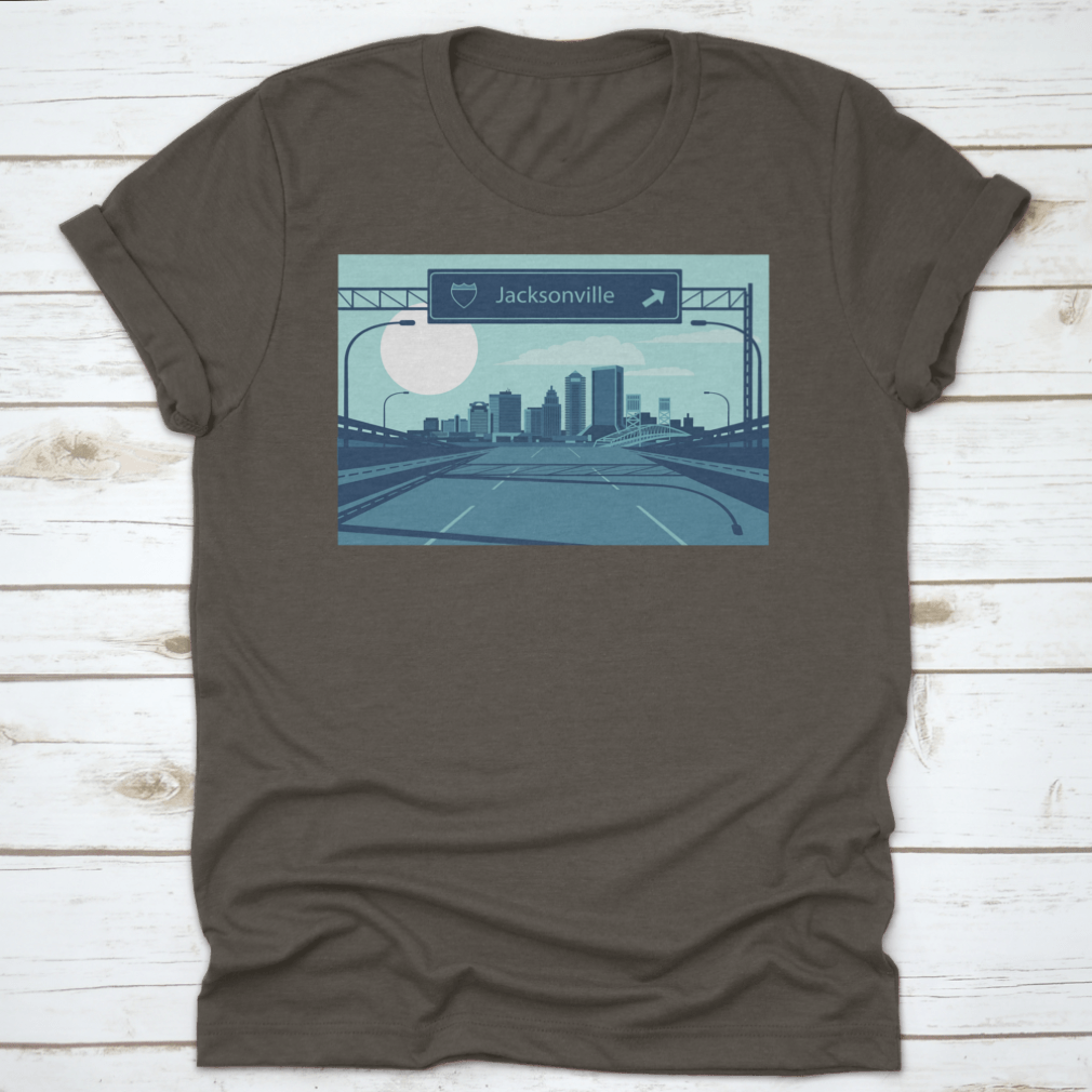 Vector illustration of Jacksonville Florida's urban skyline showcasing iconic buildings and structures.