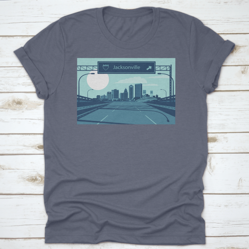 Vector illustration of Jacksonville Florida's urban skyline showcasing iconic buildings and structures.