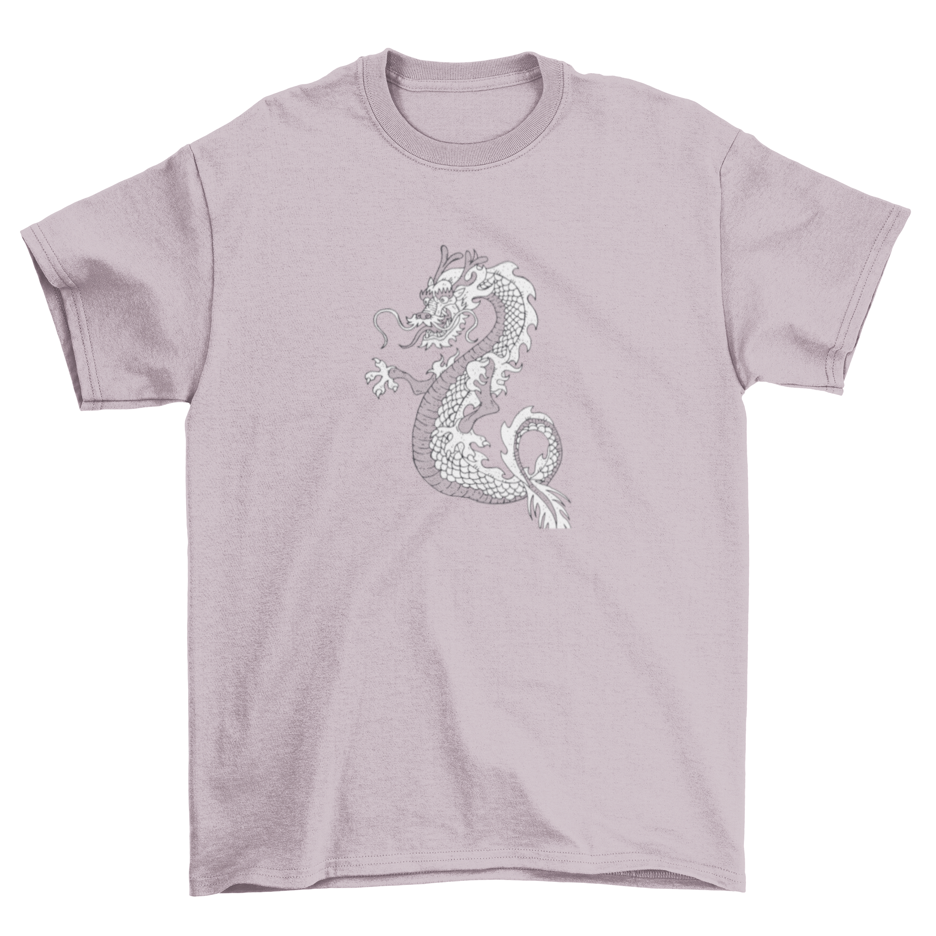 Japanese Dragon 3 t-shirt featuring intricate black line art illustration of a dragon.