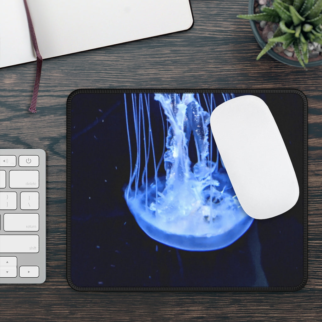 Jellyfish Gaming Mouse Pad featuring vibrant colors and stitched edges, perfect for gaming and office use.