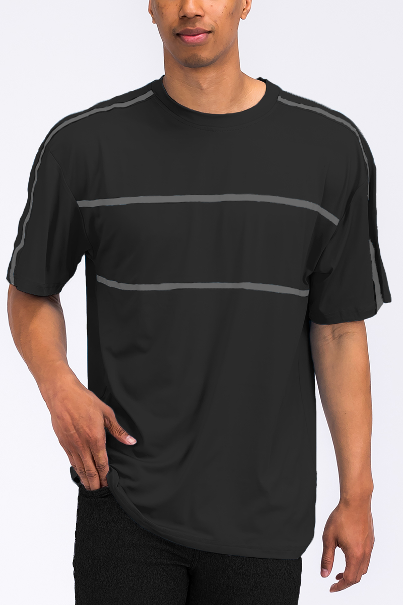 Jordan Solid Tape T-shirt featuring a round neck and straight hem, made of 95% polyester and 5% spandex, ideal for active wear.