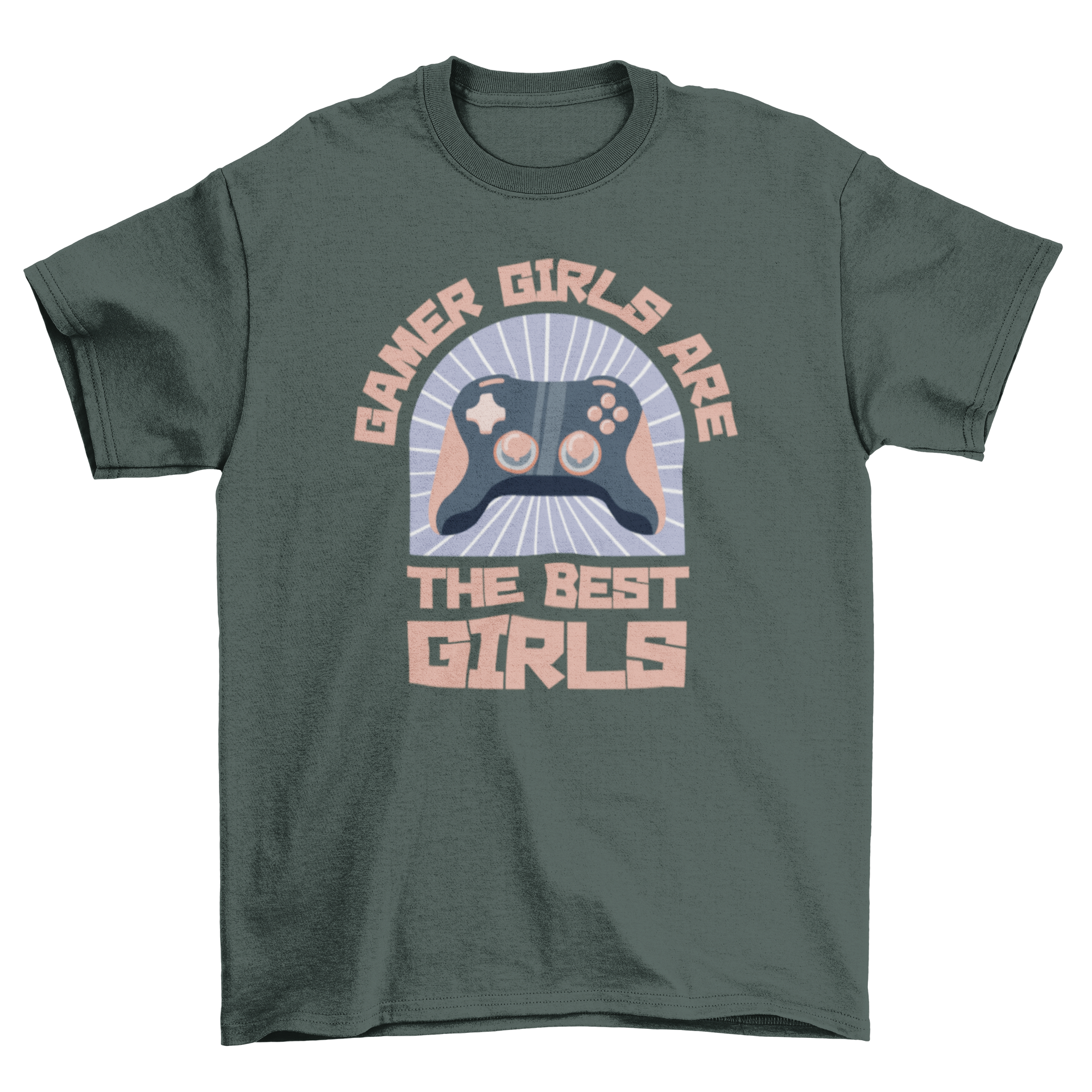 A stylish t-shirt featuring a joystick graphic and the quote 'Gamer girls are the best girls', perfect for gaming enthusiasts.