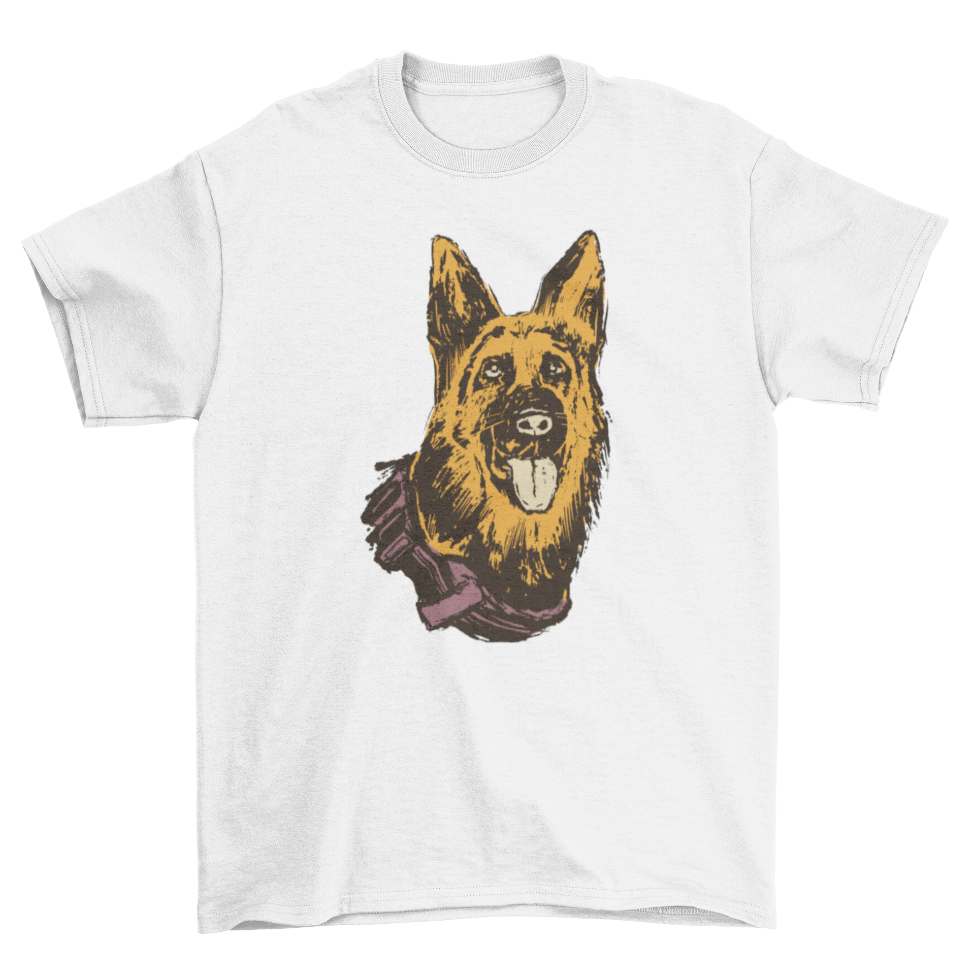 A stylish t-shirt featuring a German Shepherd design, representing police K9 units.