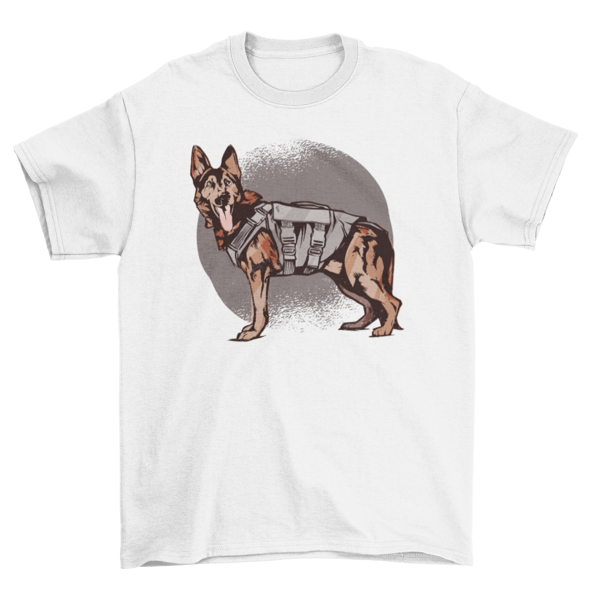 K-9 Unit German Shepherd Dog T-shirt featuring a German Shepherd in a police vest design.