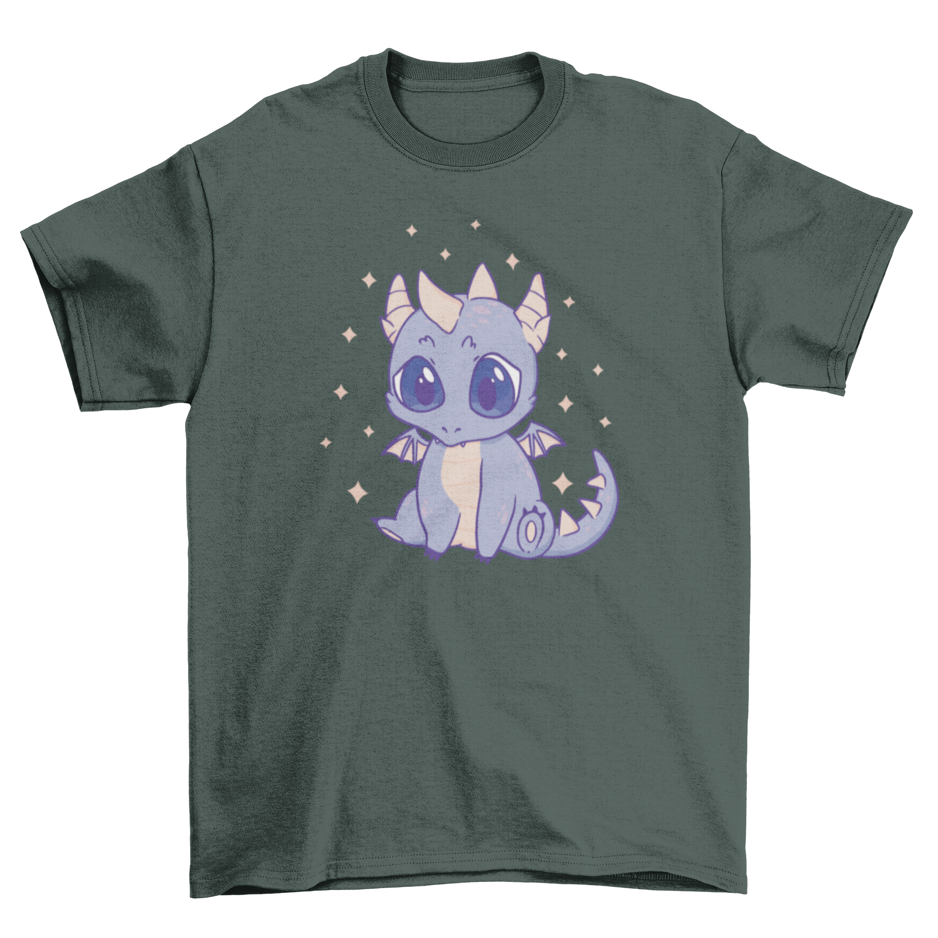 A cute kawaii baby dragon t-shirt featuring a colorful dragon design, perfect for kids and adults.