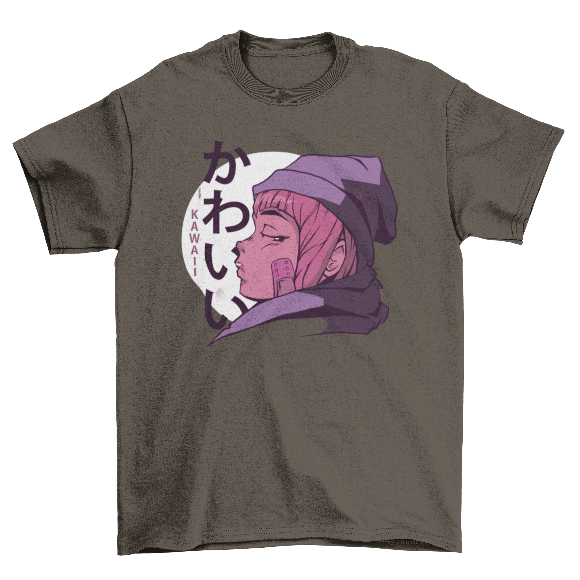 Kawaii Girl Anime T-shirt featuring an anime girl design with KAWAII text in English and Hiragana.