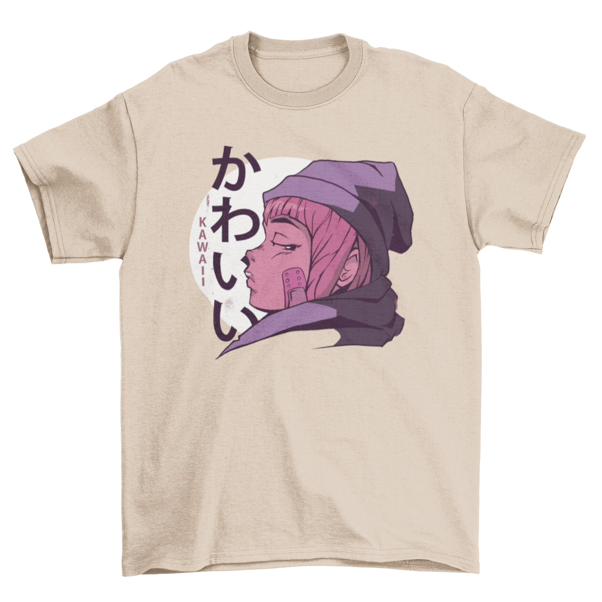 Kawaii Girl Anime T-shirt featuring an anime girl design with KAWAII text in English and Hiragana.
