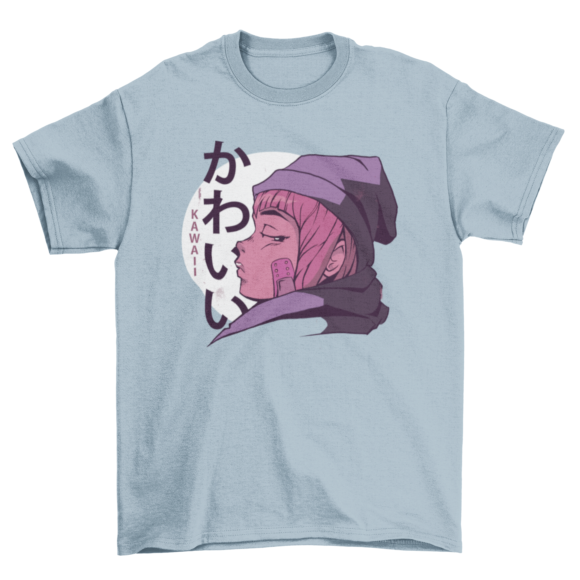 Kawaii Girl Anime T-shirt featuring an anime girl design with KAWAII text in English and Hiragana.