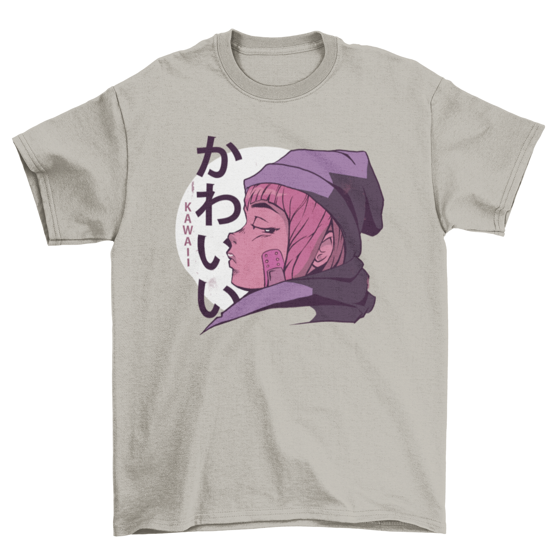 Kawaii Girl Anime T-shirt featuring an anime girl design with KAWAII text in English and Hiragana.