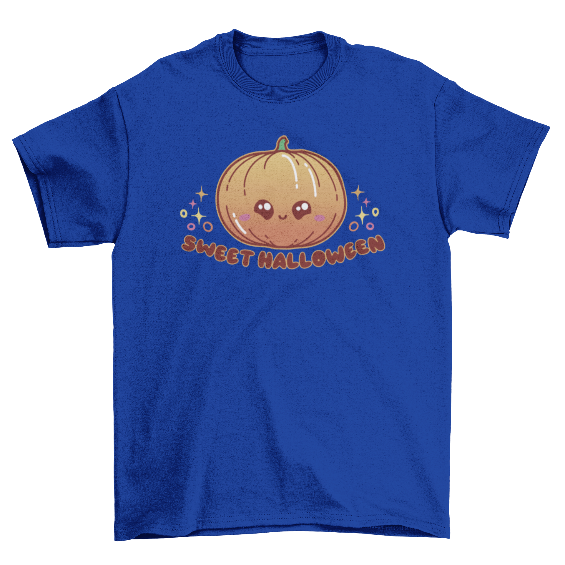 Kawaii Halloween Pumpkin T-shirt featuring a cute pumpkin and the quote 'Sweet Halloween'.