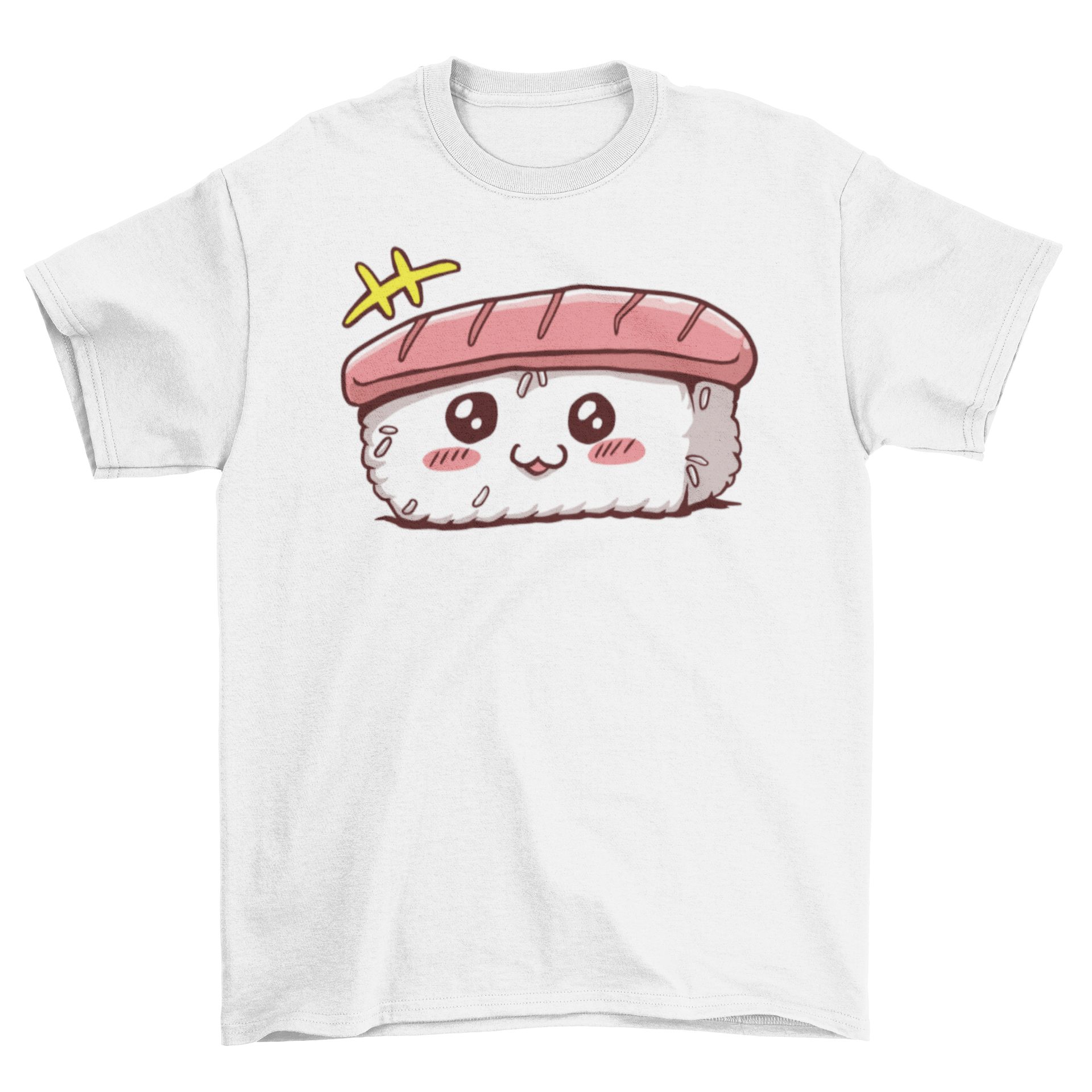Kawaii Sushi T-shirt featuring a cute sushi character design on a soft fabric.