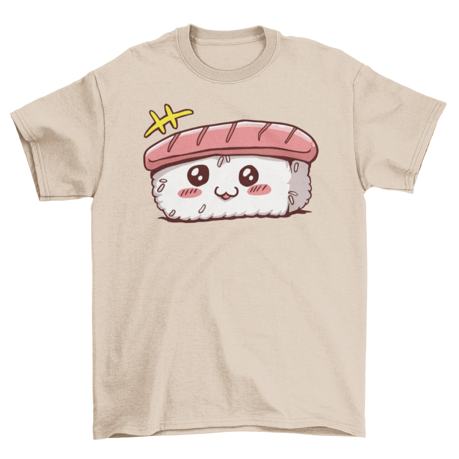 Kawaii Sushi T-shirt featuring a cute sushi character design on a soft fabric.