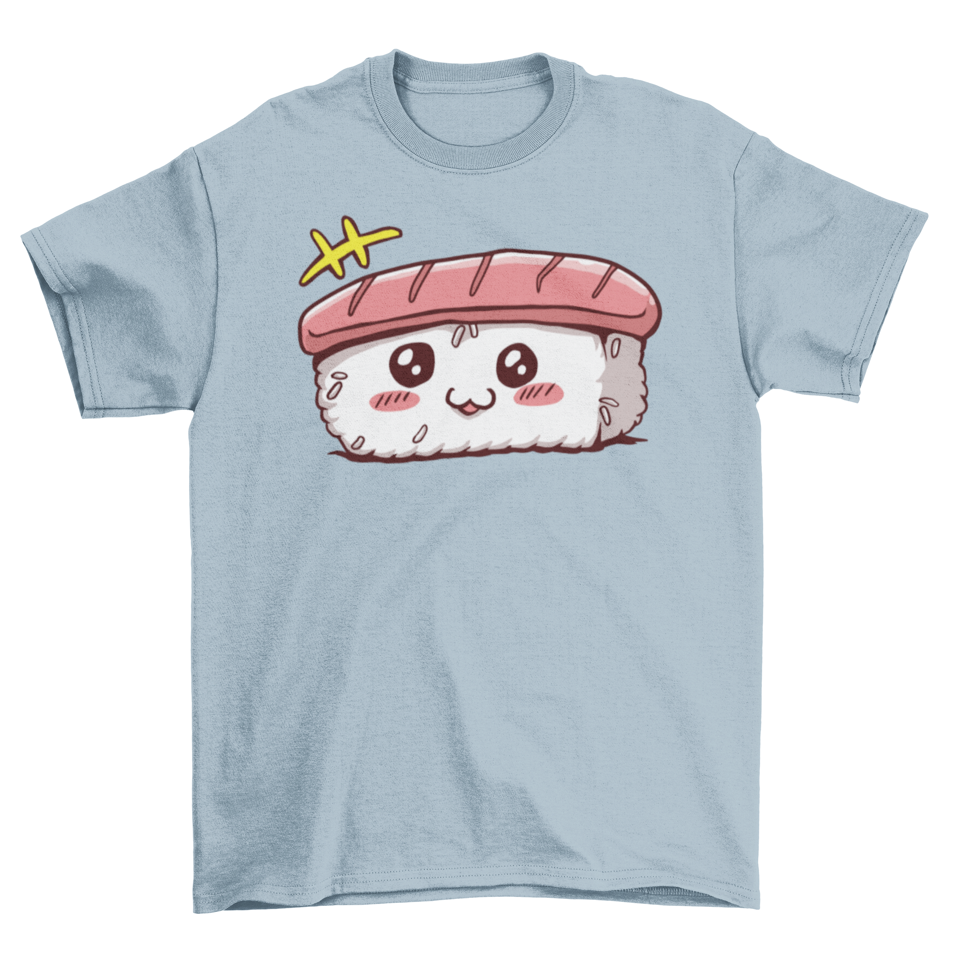 Kawaii Sushi T-shirt featuring a cute sushi character design on a soft fabric.