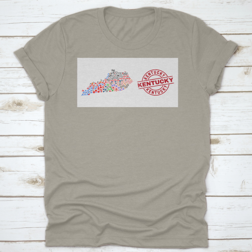 Kentucky Red Round Stamp Seal featuring state map and helmets, showcasing vibrant colors and detailed design.