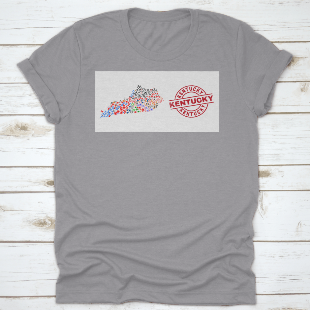 Kentucky Red Round Stamp Seal featuring state map and helmets, showcasing vibrant colors and detailed design.