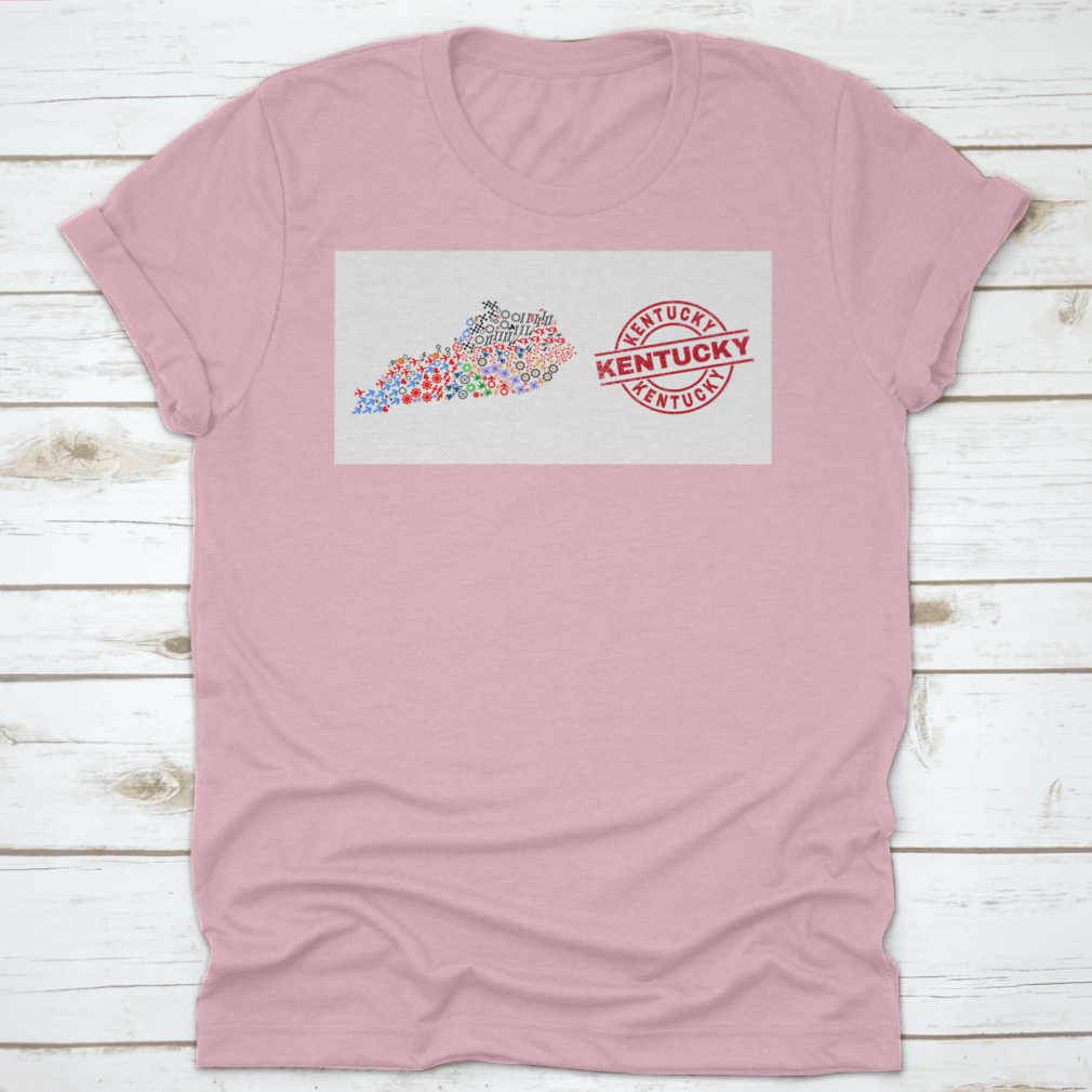 Kentucky Red Round Stamp Seal featuring state map and helmets, showcasing vibrant colors and detailed design.