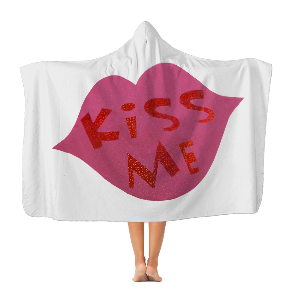 KissMe Premium Adult Hooded Blanket in vibrant colors, showcasing its soft fleece material and cozy hood design.