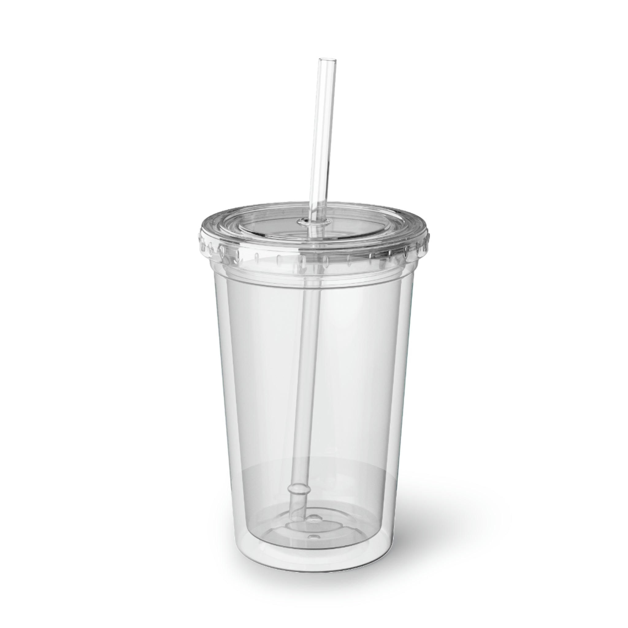 A stylish 32 oz Kitchen Utensils Suave Acrylic Cup made of stainless steel with a black screw-on cap and a plastic straw, showcasing a customizable design.