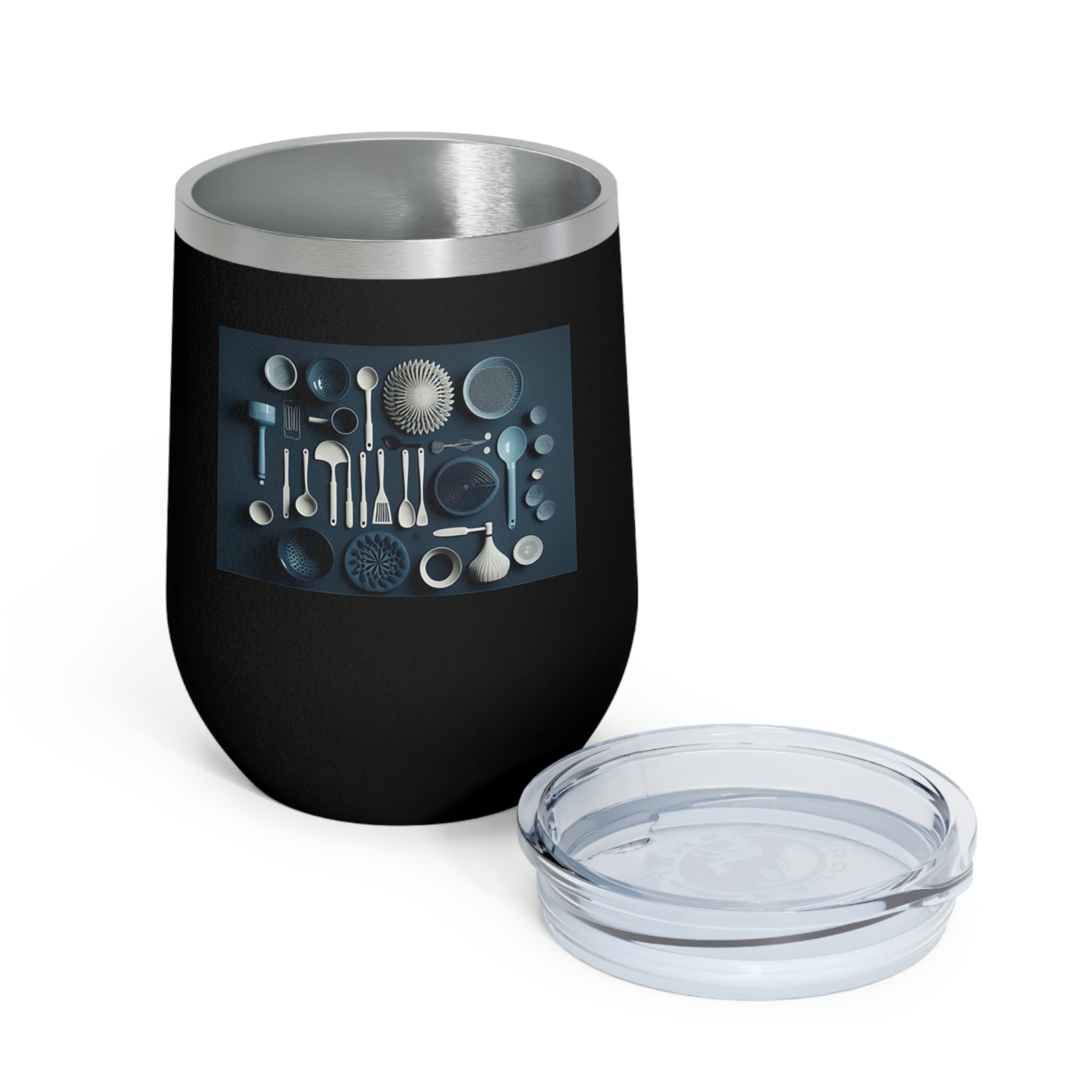 Stylish Kitchen Utensils Wine Tumbler with clear lid and stainless steel body, perfect for hot and cold beverages.