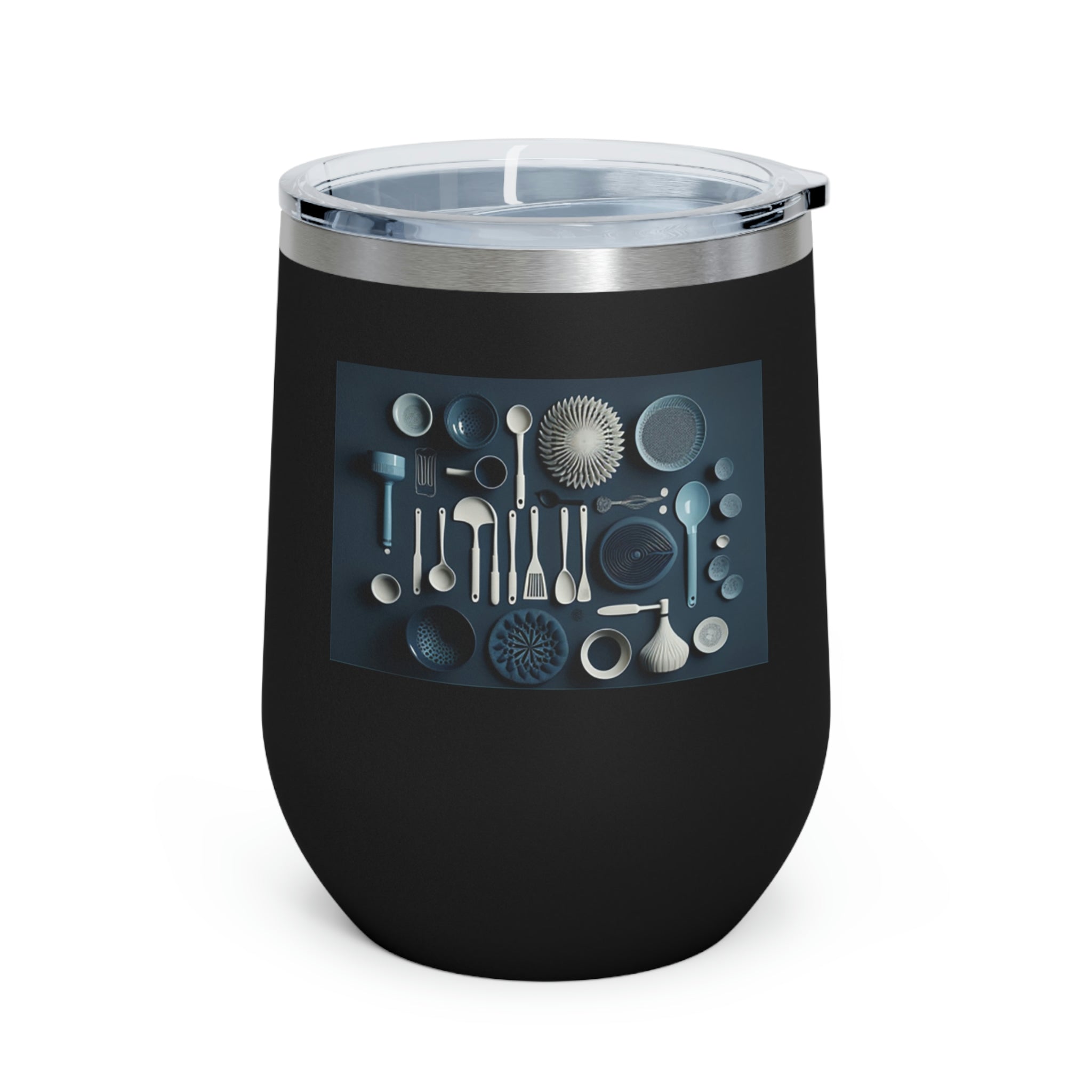 Stylish Kitchen Utensils Wine Tumbler with clear lid and stainless steel body, perfect for hot and cold beverages.