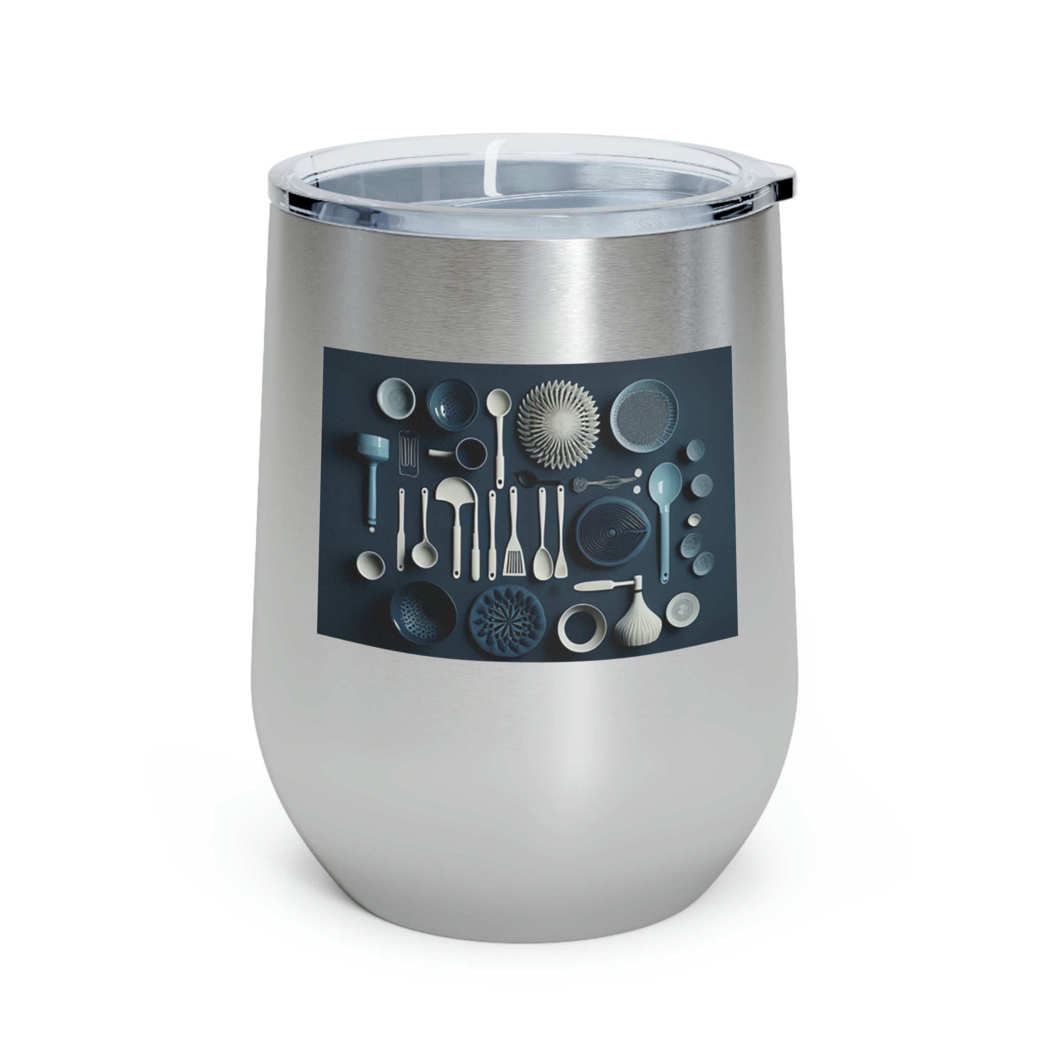 Stylish Kitchen Utensils Wine Tumbler with clear lid and stainless steel body, perfect for hot and cold beverages.