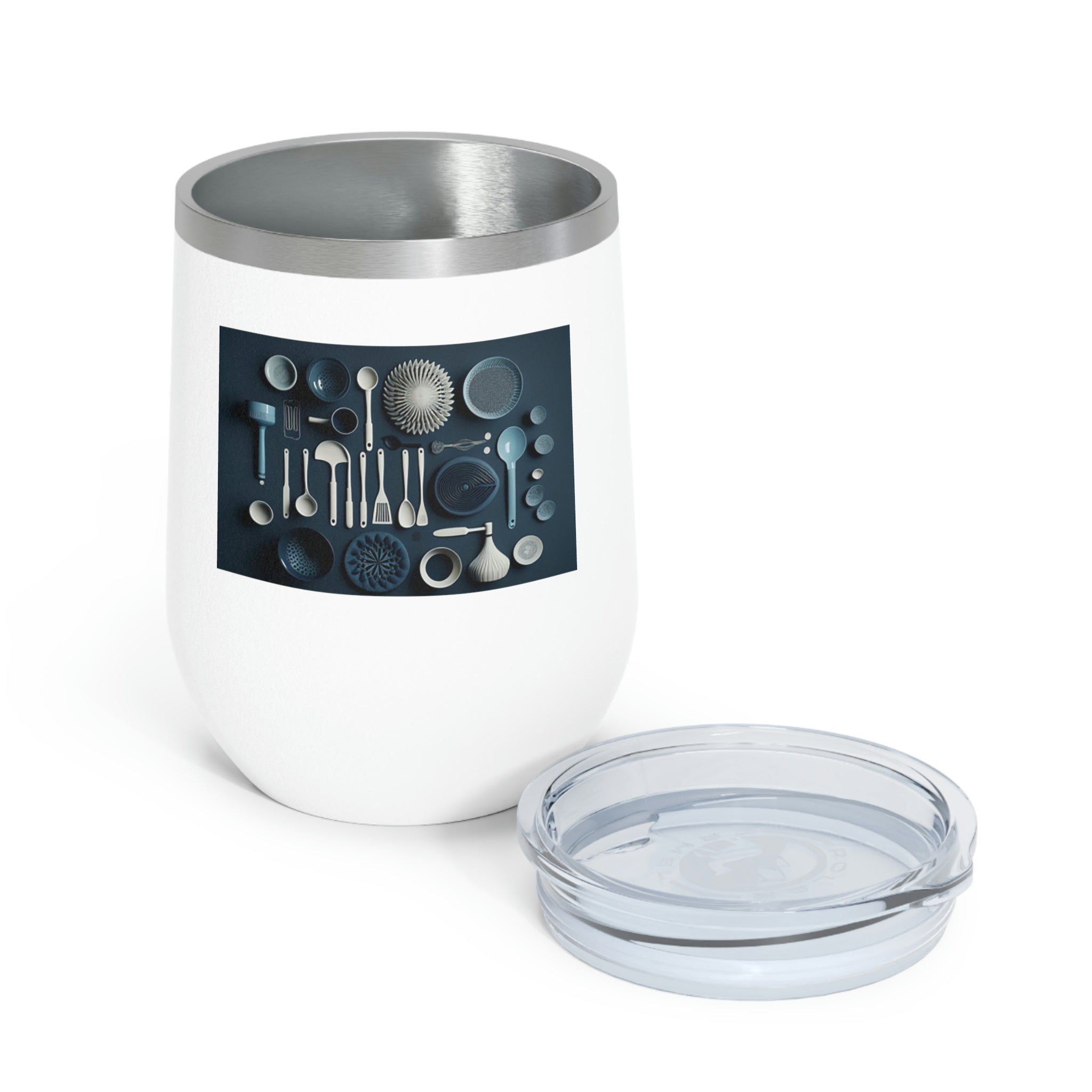 Stylish Kitchen Utensils Wine Tumbler with clear lid and stainless steel body, perfect for hot and cold beverages.