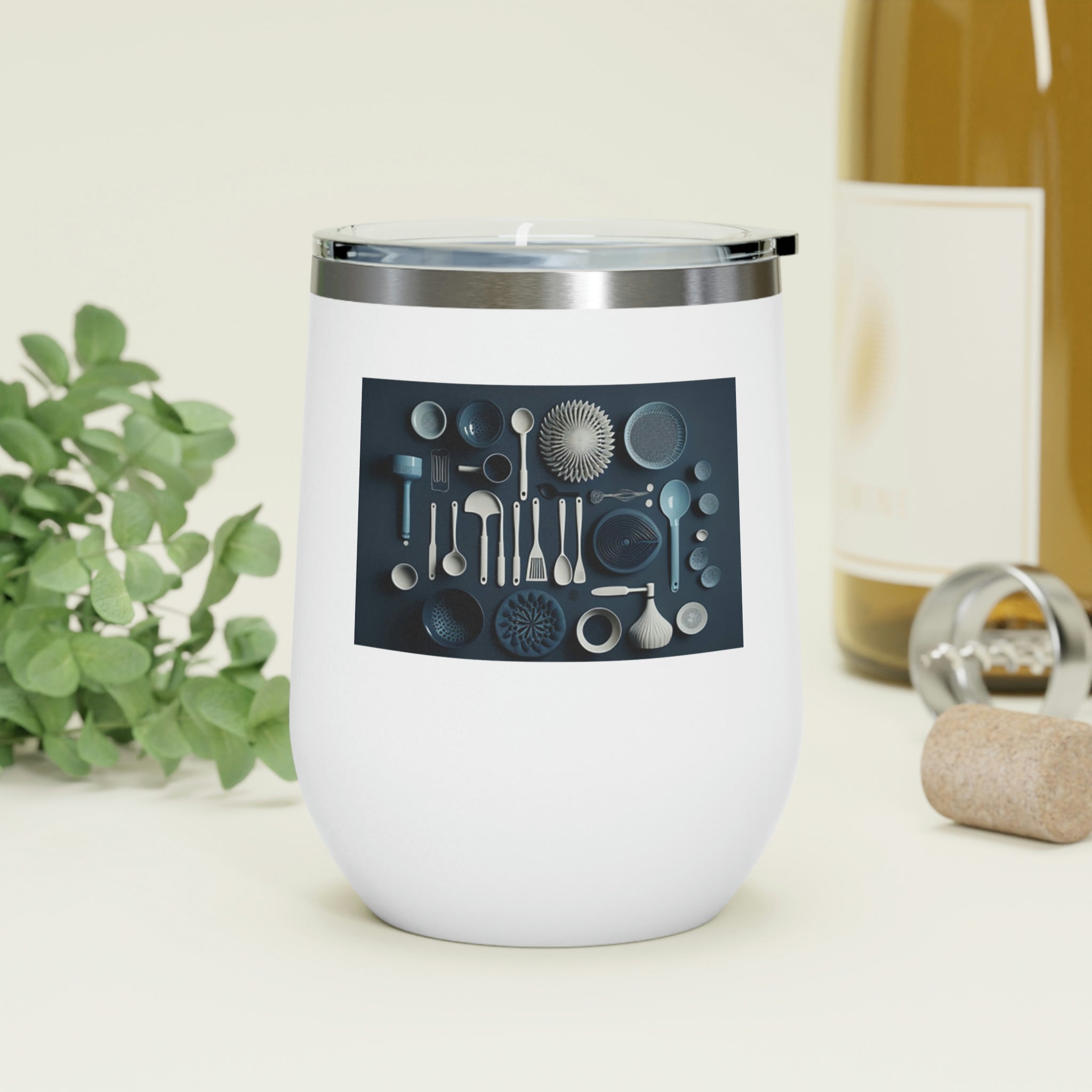 Stylish Kitchen Utensils Wine Tumbler with clear lid and stainless steel body, perfect for hot and cold beverages.