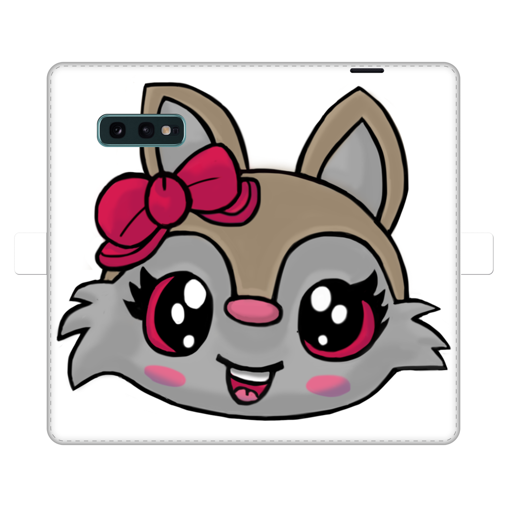 Kitty Face Fully Printed Wallet Case featuring a vibrant kitty design on artificial leather, with a magnetic closure and card storage.