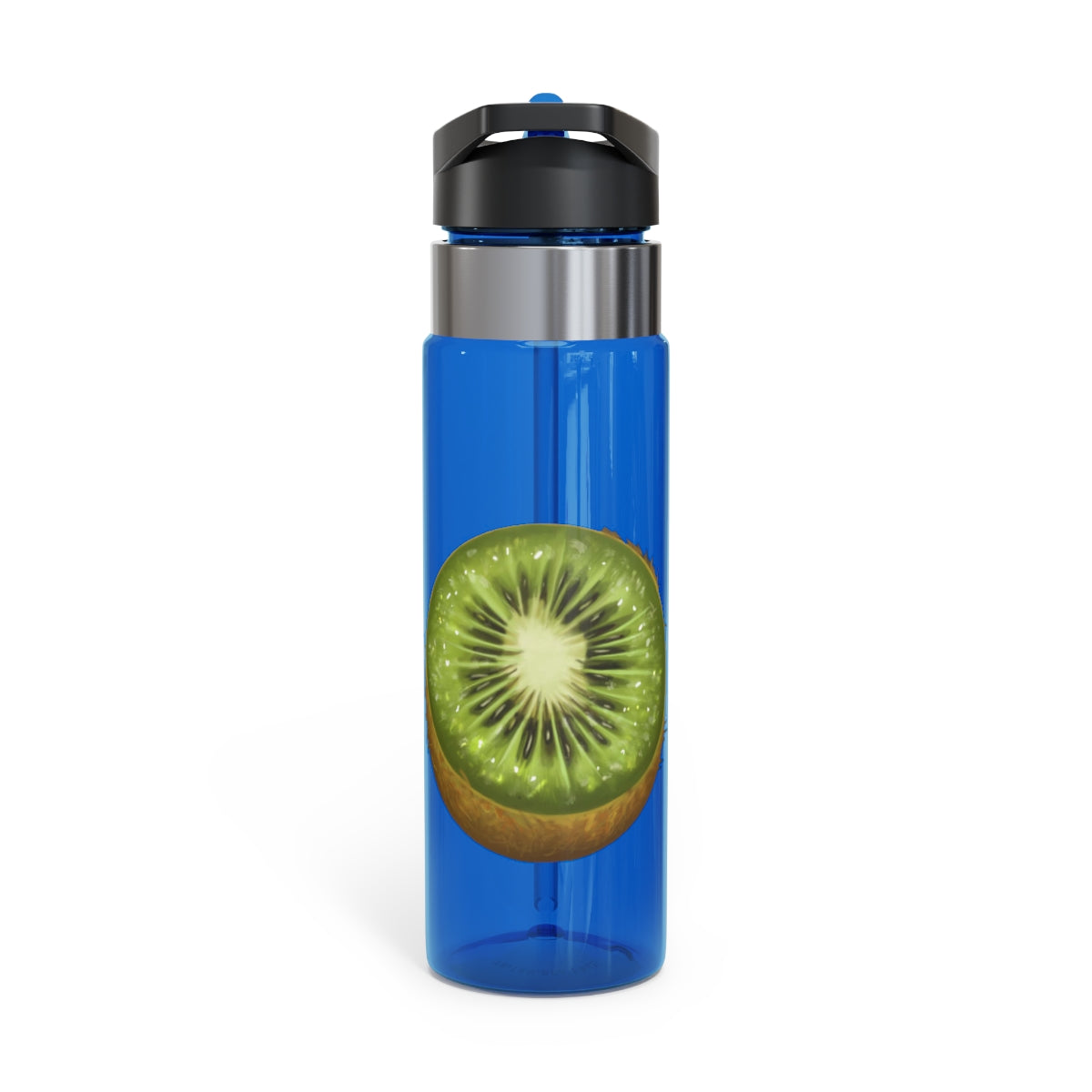 Kiwi Kensington Tritan™ Sport Bottle in vibrant colors with a carabiner hook, showcasing its durable design and spill-resistant lid.