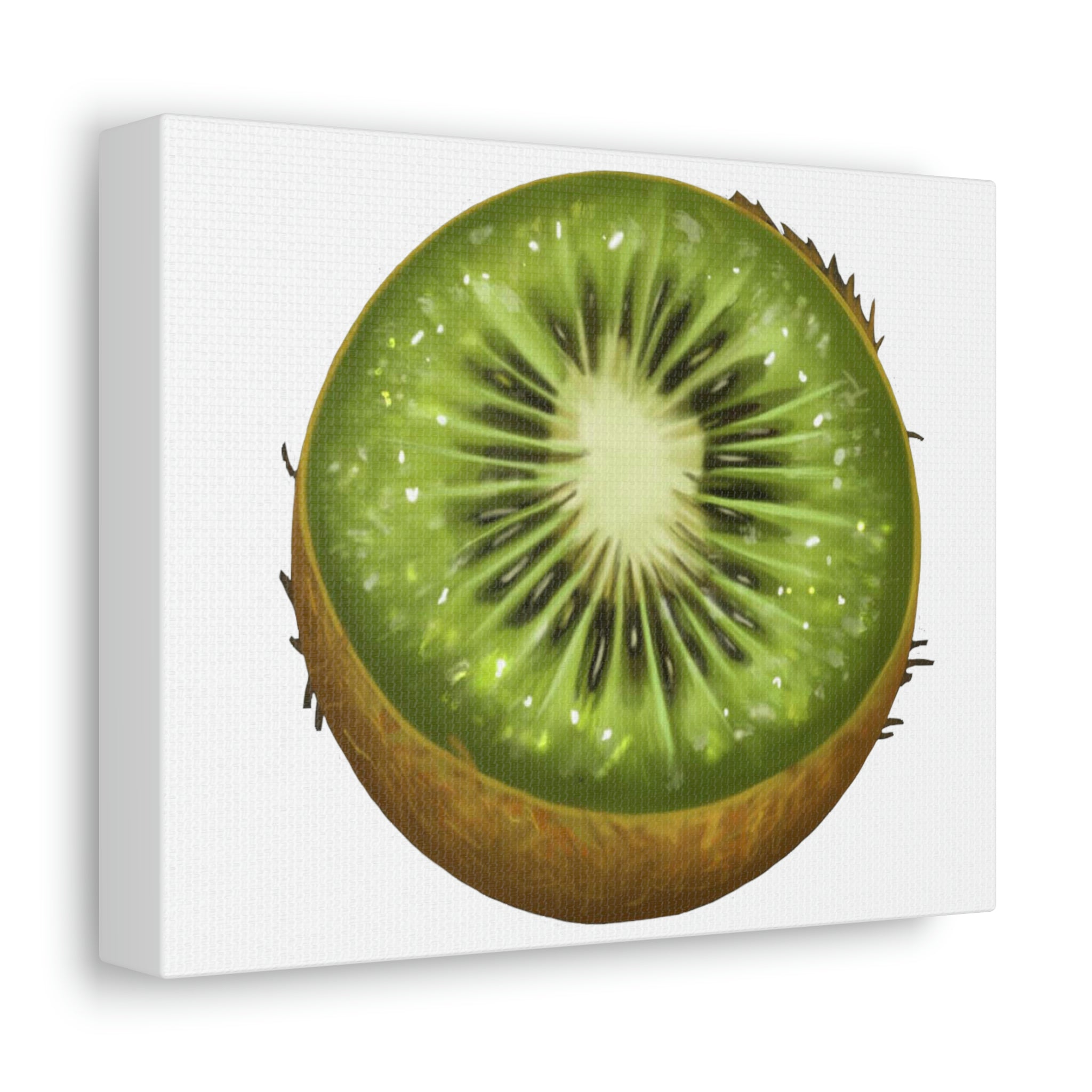 A vibrant Kiwi Stretched Canvas featuring a high-quality print stretched over a durable wooden frame, perfect for indoor decoration.