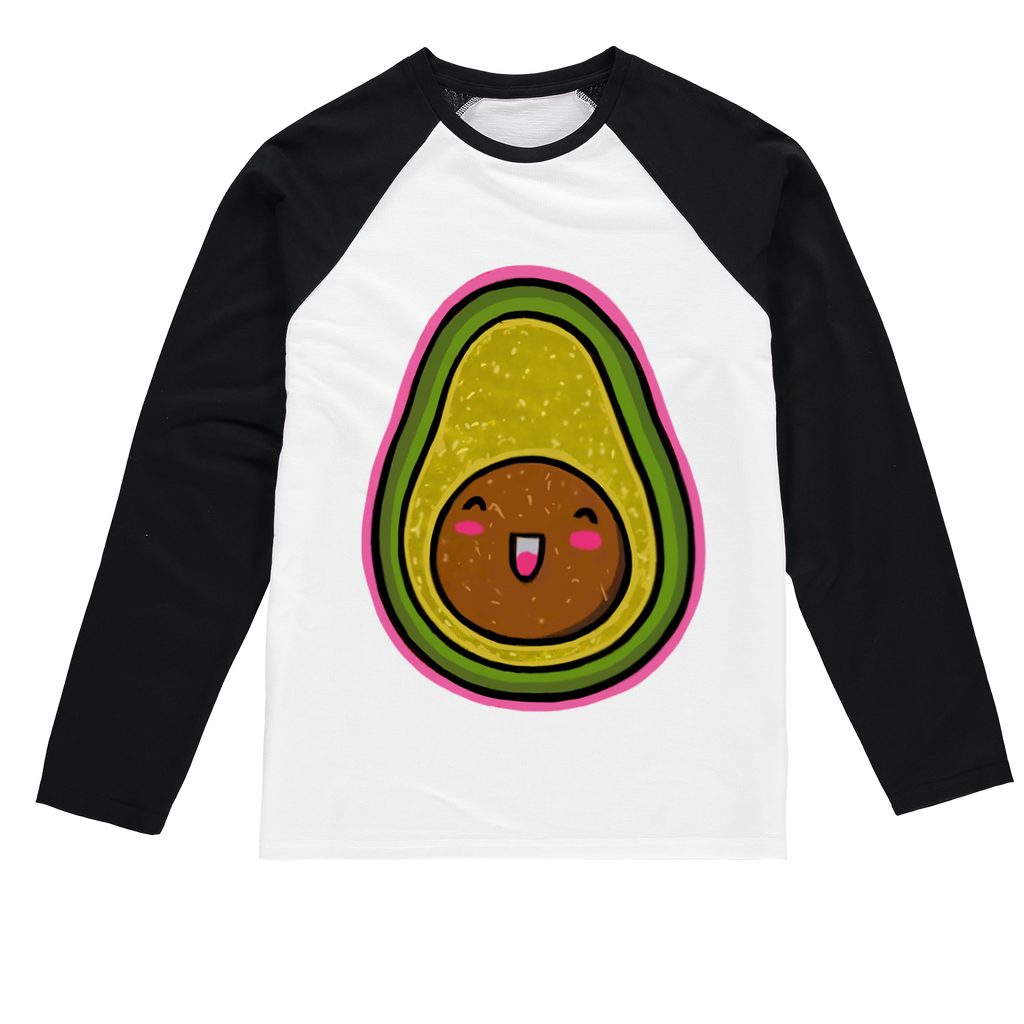 Kiwi Sublimation Baseball Long Sleeve T-Shirt featuring a crew neck and long sleeves, made from a blend of polyester and cotton for comfort and durability.