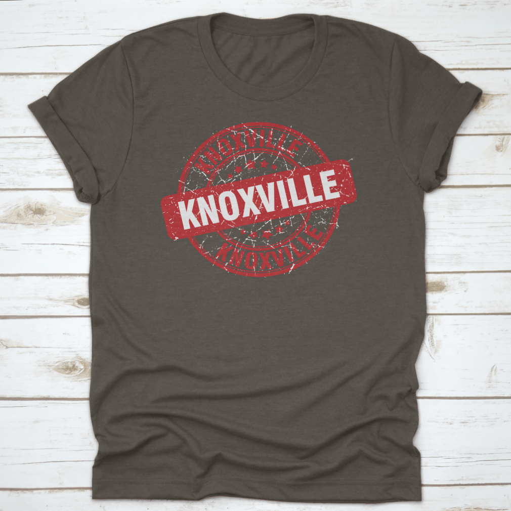 Red round grunge vintage Knoxville sign vector featuring a distressed design, perfect for retro decor.