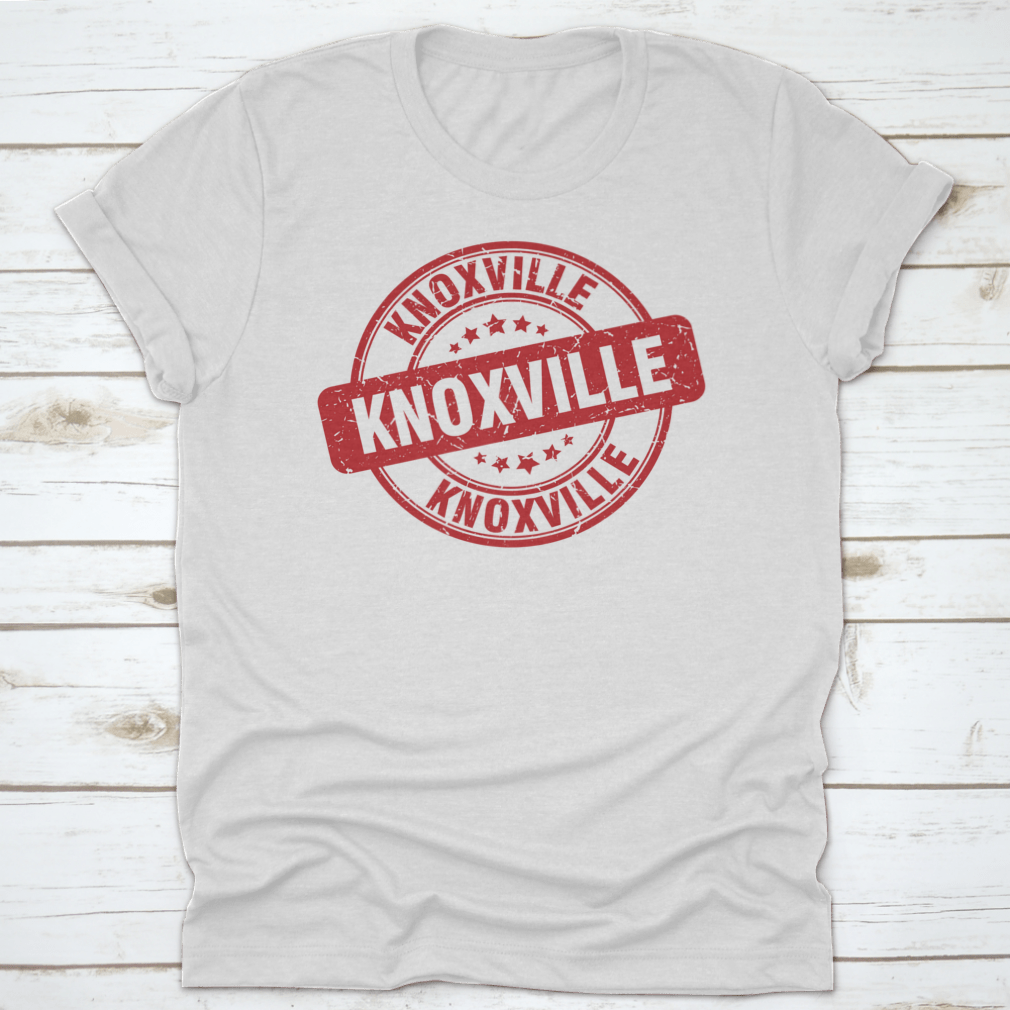 Red round grunge vintage Knoxville sign vector featuring a distressed design, perfect for retro decor.