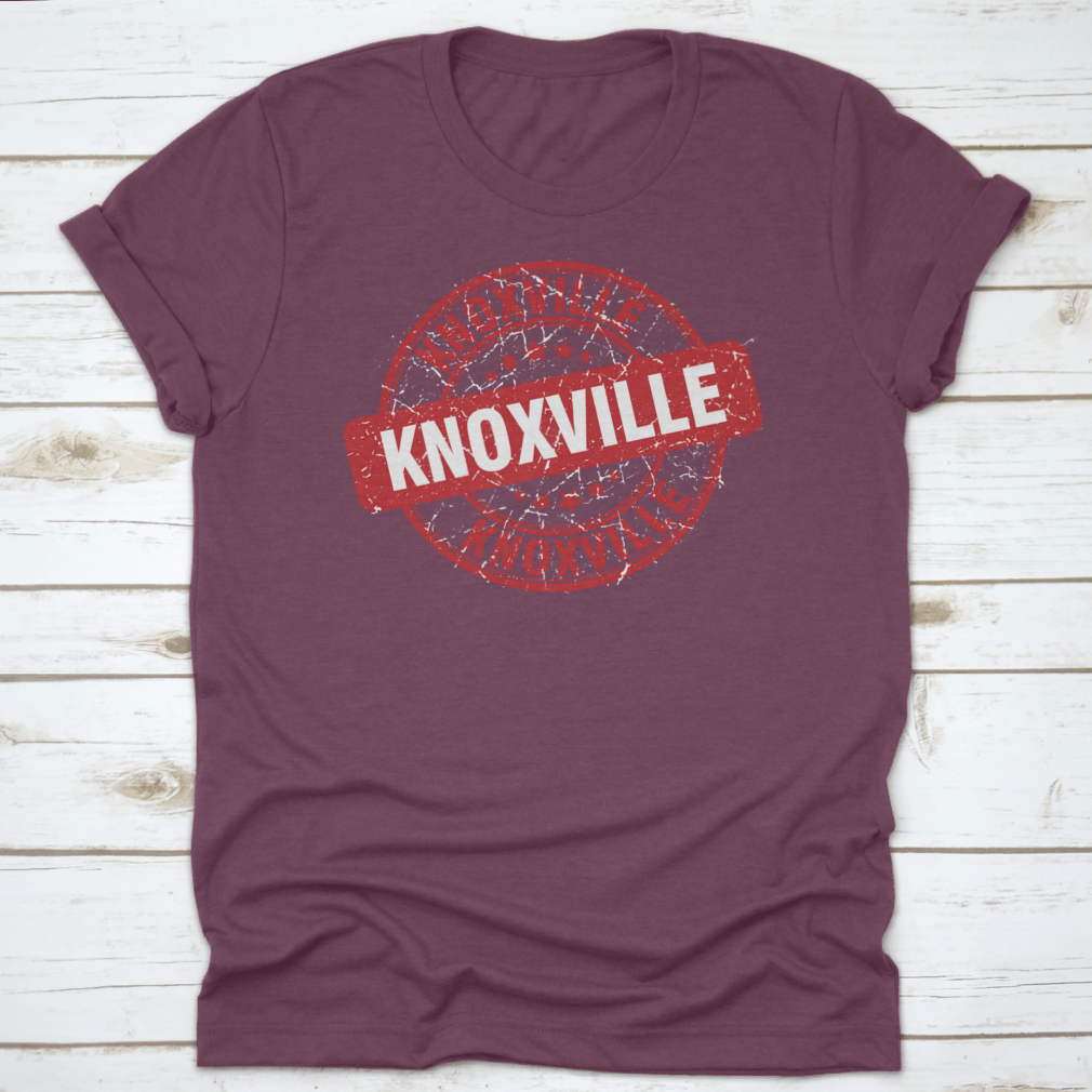 Red round grunge vintage Knoxville sign vector featuring a distressed design, perfect for retro decor.