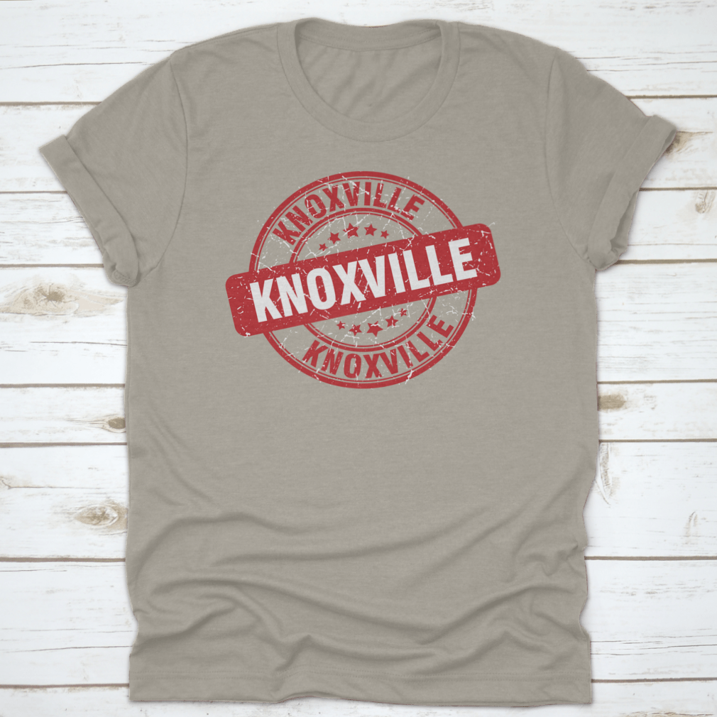 Red round grunge vintage Knoxville sign vector featuring a distressed design, perfect for retro decor.