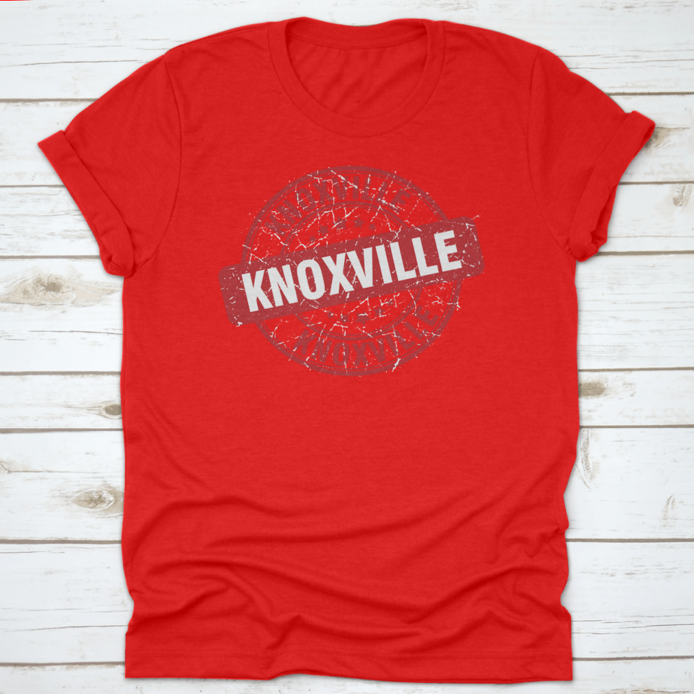 Red round grunge vintage Knoxville sign vector featuring a distressed design, perfect for retro decor.
