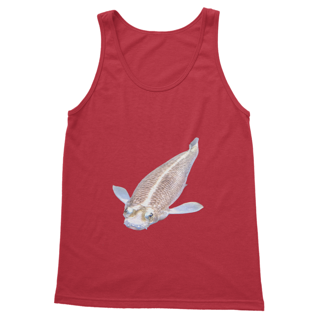 Koi Fish Classic Adult Vest Top in various colors, showcasing its stylish design and comfortable fit.